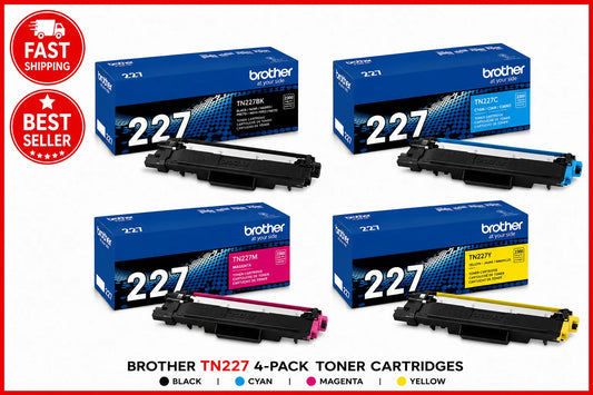 NEW Brother TN227 High Yield Toner Set (Black, Cyan, Magenta, Yellow) Original